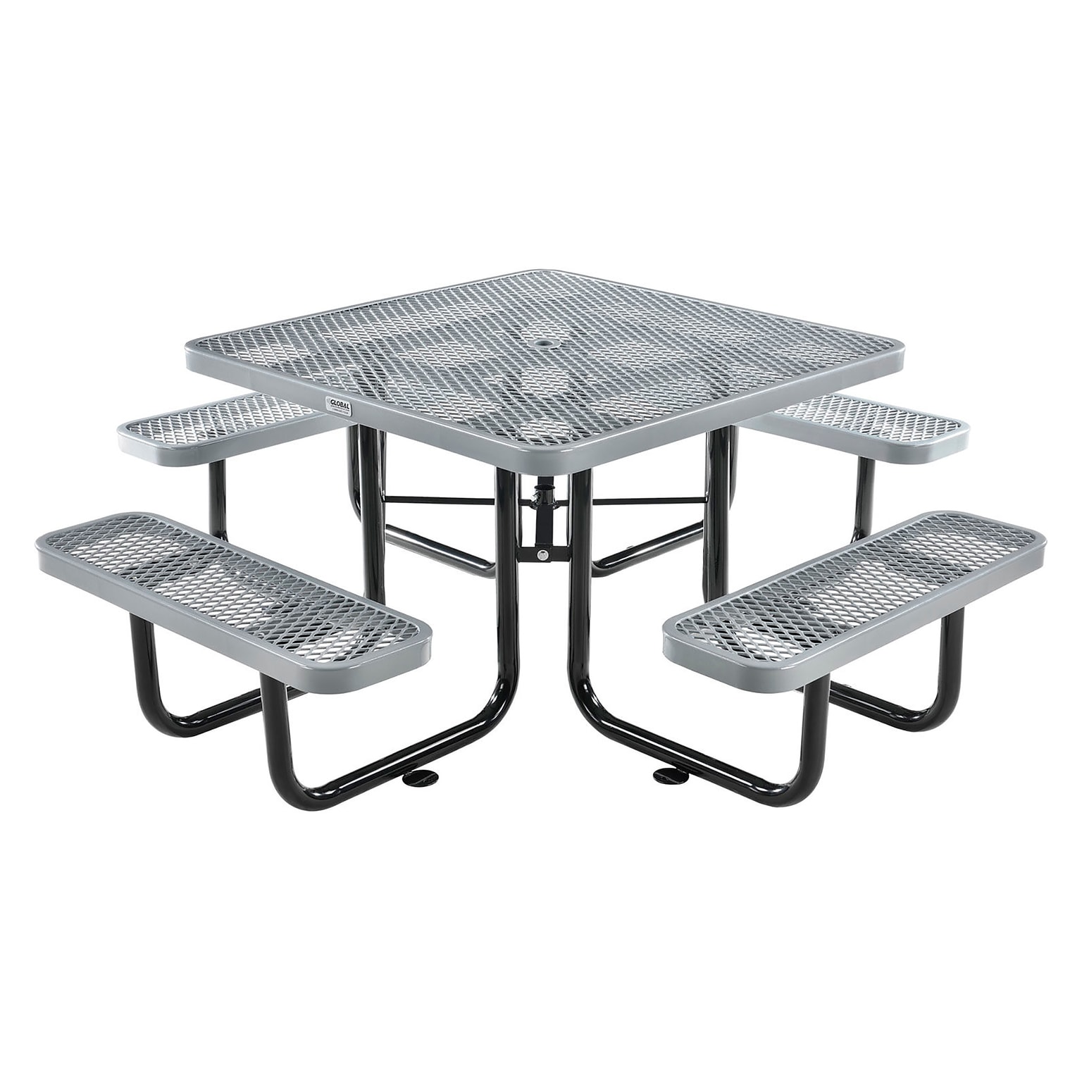Global Industrial 46 Square Outdoor Steel Picnic Table, Expanded Metal, Gray (277151GY)