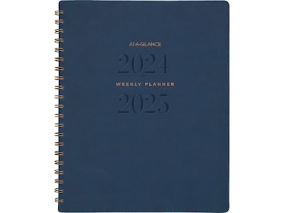 2024-2025 AT-A-GLANCE Signature 8.5 x 11 Academic Weekly & Monthly Planner, Faux Leather Cover, Na