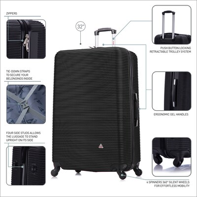 InUSA Royal 32" Hardside Suitcase, 4-Wheeled Spinner, TSA Checkpoint Friendly, Black (IUROY00XL-BLK)