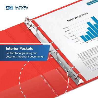 Davis Group Easyview Premium 4" Angle D Ring, Customizable, View Binder, Red, 4/Pack (8406-03)