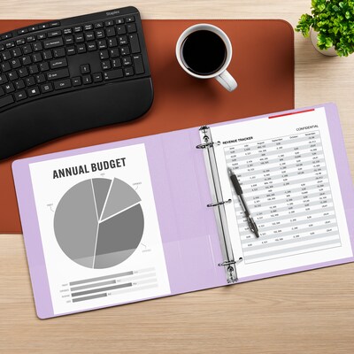 Staples Heavy Duty 1 1/2" 3-Ring View Binder, D-Ring, Light Purple (ST63090)