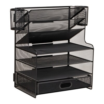 Mind Reader Metal Mesh Desk Organizer, Black (MSUP7C-BLK)