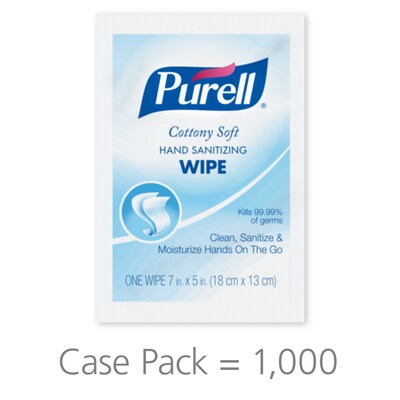 PURELL Cottony Soft Antibacterial Hand Sanitizing Wipes, 1000/Carton (9026-1M)