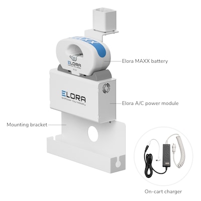 Mount-It! Elora MAXX Battery Power Kit with Mounting Bracket For MedHub Powered Medical Carts, White/Gray (MI-16063)