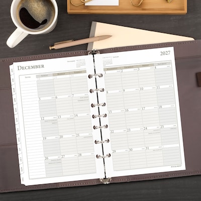 2027 AT-A-GLANCE 8.5" x 5.5" Daily & Monthly Planner Refill Pages, White/Brown (481-225A-27)