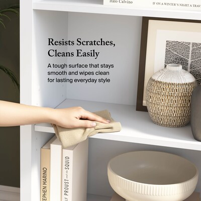 Bush Home Salinas Tall 5 Shelf Bookcase, Pure White (SAB132G2W-03)