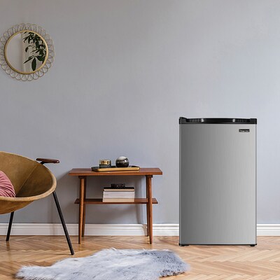 Magic Chef Compact Refrigerator with Surge Protector, 4.4-Cu. Ft., Black/Silver (KITMCP332208)