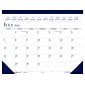 2024-2025 House of Doolittle 18.5" x 13" Academic Monthly Desk Pad Calendar, White/Blue (1556-25)