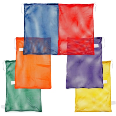 Champion Sports Nylon-Mesh Equipment Bag. Assorted Colors, Set of 6 (CHSMB21SET)