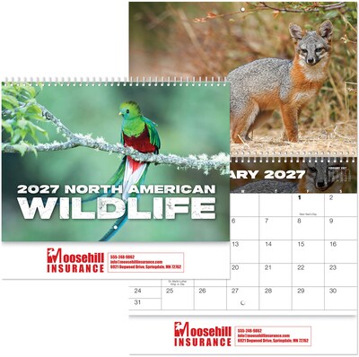 Custom North America Wildlife Spiral Wall Calendar