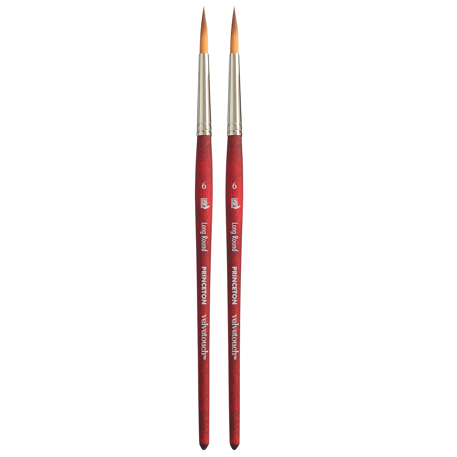 Princeton Velvetouch Mixed Media Synthetic Long Round Brush, 2/Pack (PBXP3950LR6-2)