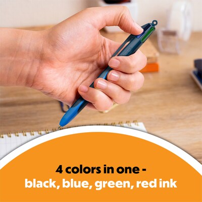 BIC 4-Color Smooth Retractable Ballpoint Pen, Medium Point, Assorted Ink, 12/Pack (MMS11-AST)