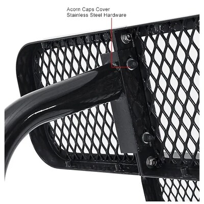 Global Industrial 8' Outdoor Steel Bench w/ Backrest, Expanded Metal, Black (277155BK)