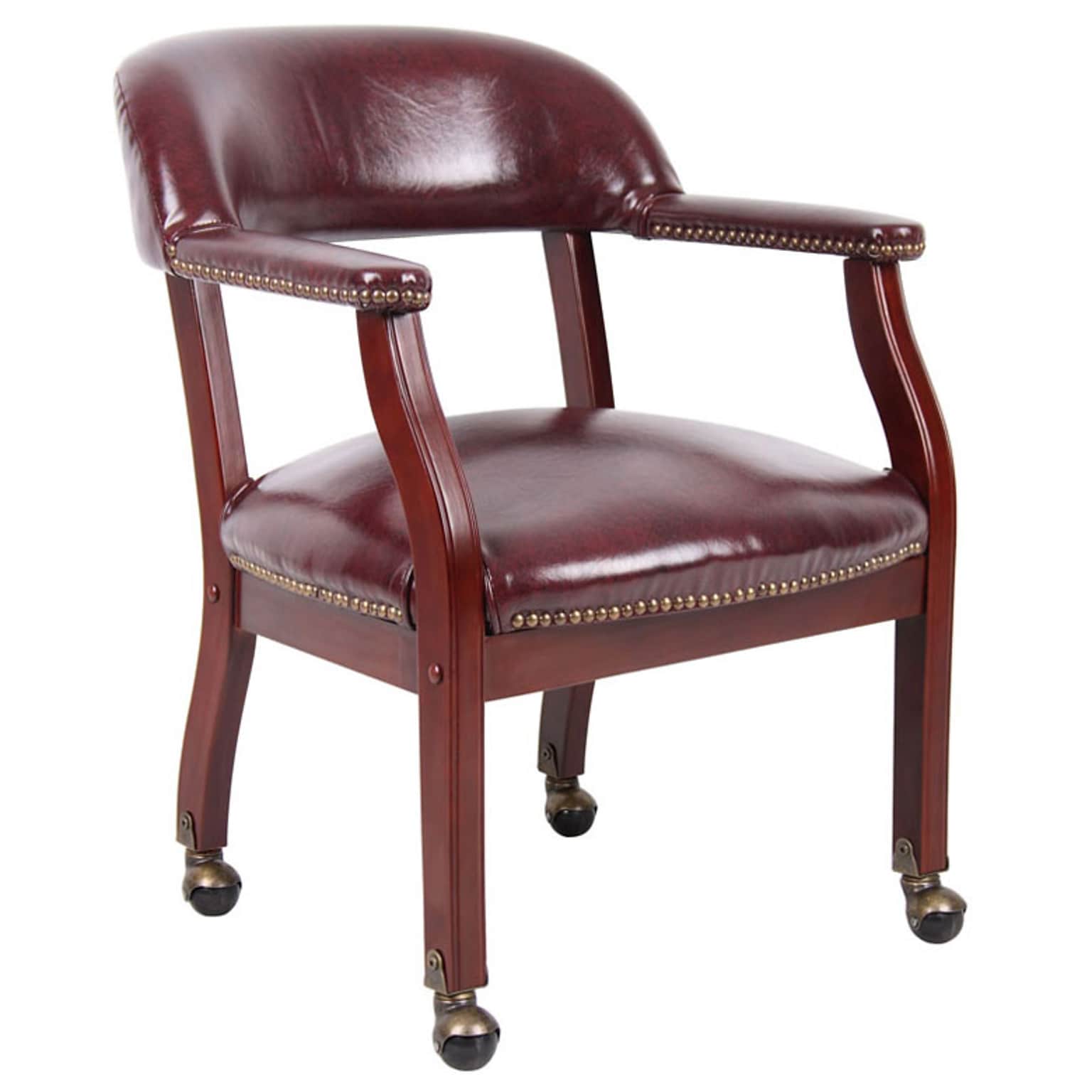 Boss Office Products Captains Vinyl Guest Chair, Burgundy (B9545-BY)