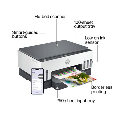 HP Smart Tank 7001 Wireless Color All-in-One Ink Tank Printer, Scan, Copy, 2 Years Ink Included, AI Enabled (28B49A)
