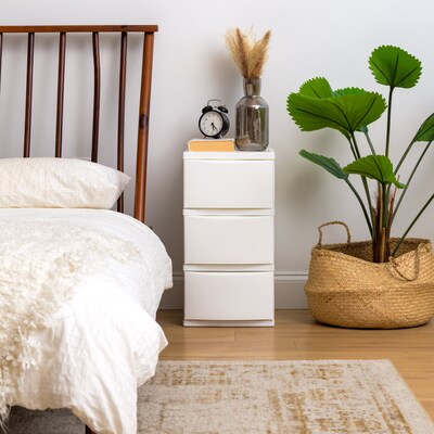 Iris Stackable Narrow Chest, 3 Drawer, White, 2/Pack (540011)