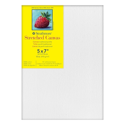 Strathmore 300 Series Primed Traditional Stretched Canvas, 5 x 7, 3/Bundle (STT31307-3)