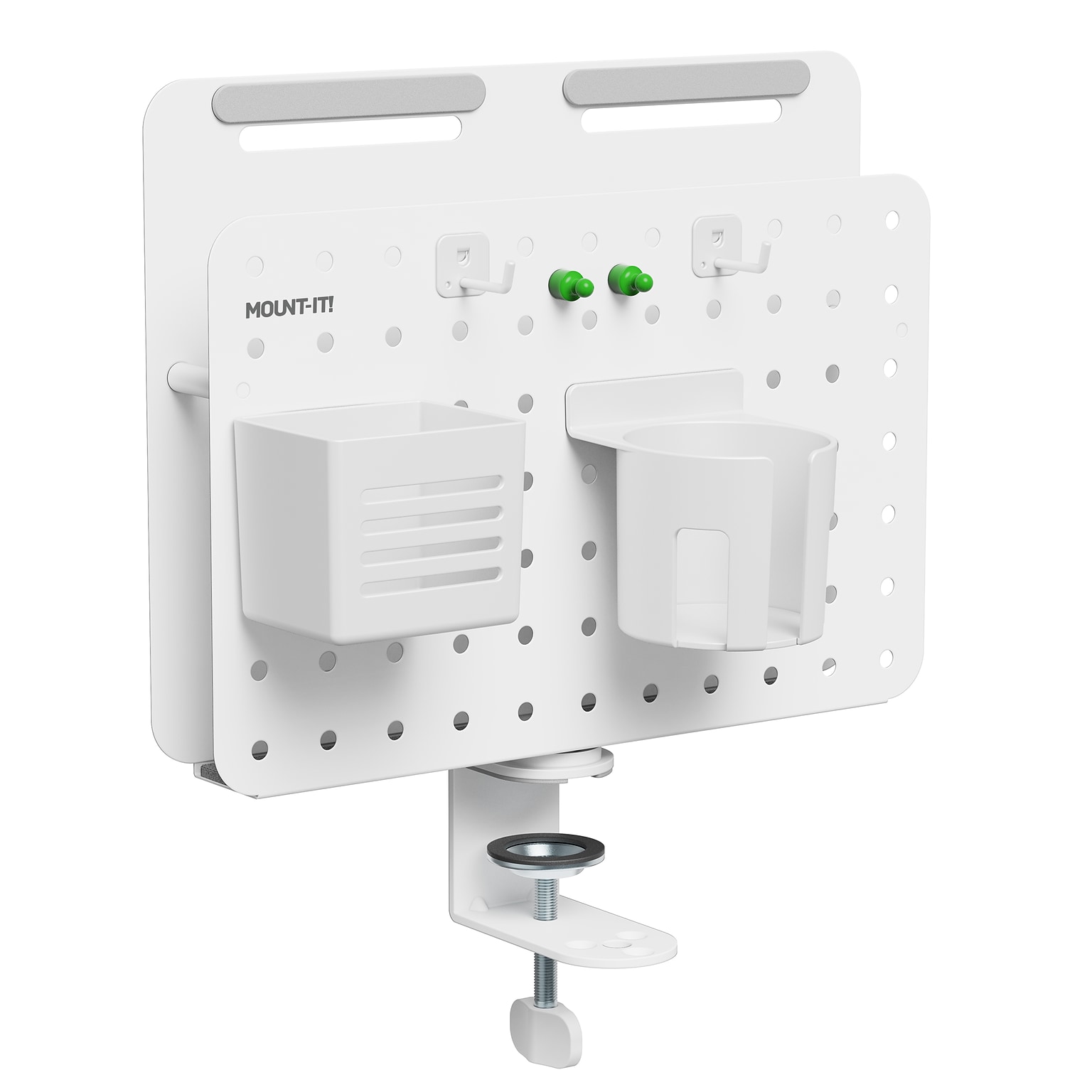 Mount-It! 360° Rotating Pegboard and Document Organizer with Accessories for Desks, White (MI-7301WHT)