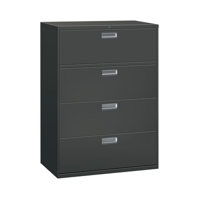 HON Brigade 600 Series 4-Drawer Lateral File Cabinet, Locking, Charcoal, Letter/Legal, 42W (H694LS)