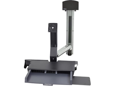 Ergotron StyleView Adjustable Combo System with Work Surface, Up to 24 Monitor, Polished Aluminum (