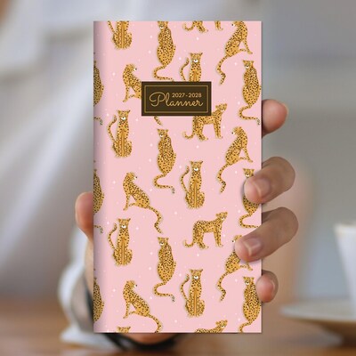 2027 TF Publishing Pink Kitty 3.5" x 6.5"  Monthly Standard Planner, Paperboard Cover, Multicolored (27-7018)