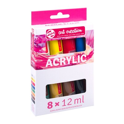 Talens Art Creation Acrylic Paint, Assorted Colors, 12mL, 8/Set, 2 Sets/Bundle (TLN9021808M-2)
