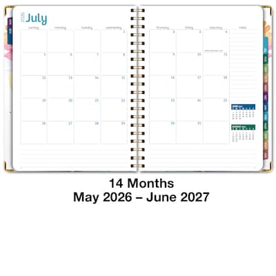 2026-2027 Excello Brands 8.5" x 11" Academic Weekly & Monthly Planner, Paperboard Cover, Rainbow Floral (FSHN-AY26-8511-53)