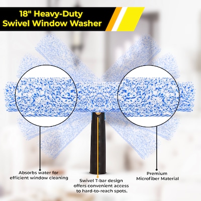 Gritt Commercial Pro Window Washing Kit with 18" Squeegee, 18" Washer and 20" Pole (GRI138-18)