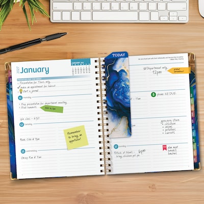 2027 Excello Brands 9 x 11 Weekly & Monthly Standard Planner, Paperboard Cover, Dark Blue Marble (FSHN-CY27-8511-23)