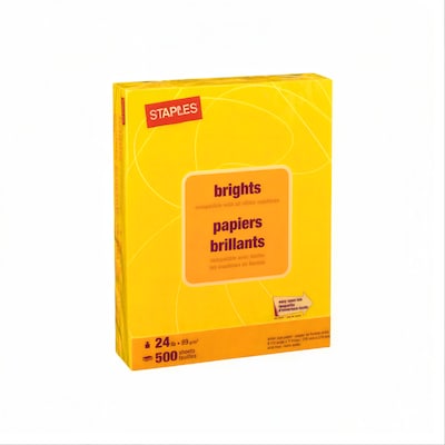Staples Brights Multipurpose Paper, 24 lbs., 8.5 x 11, Yellow, 500/Ream (20102)