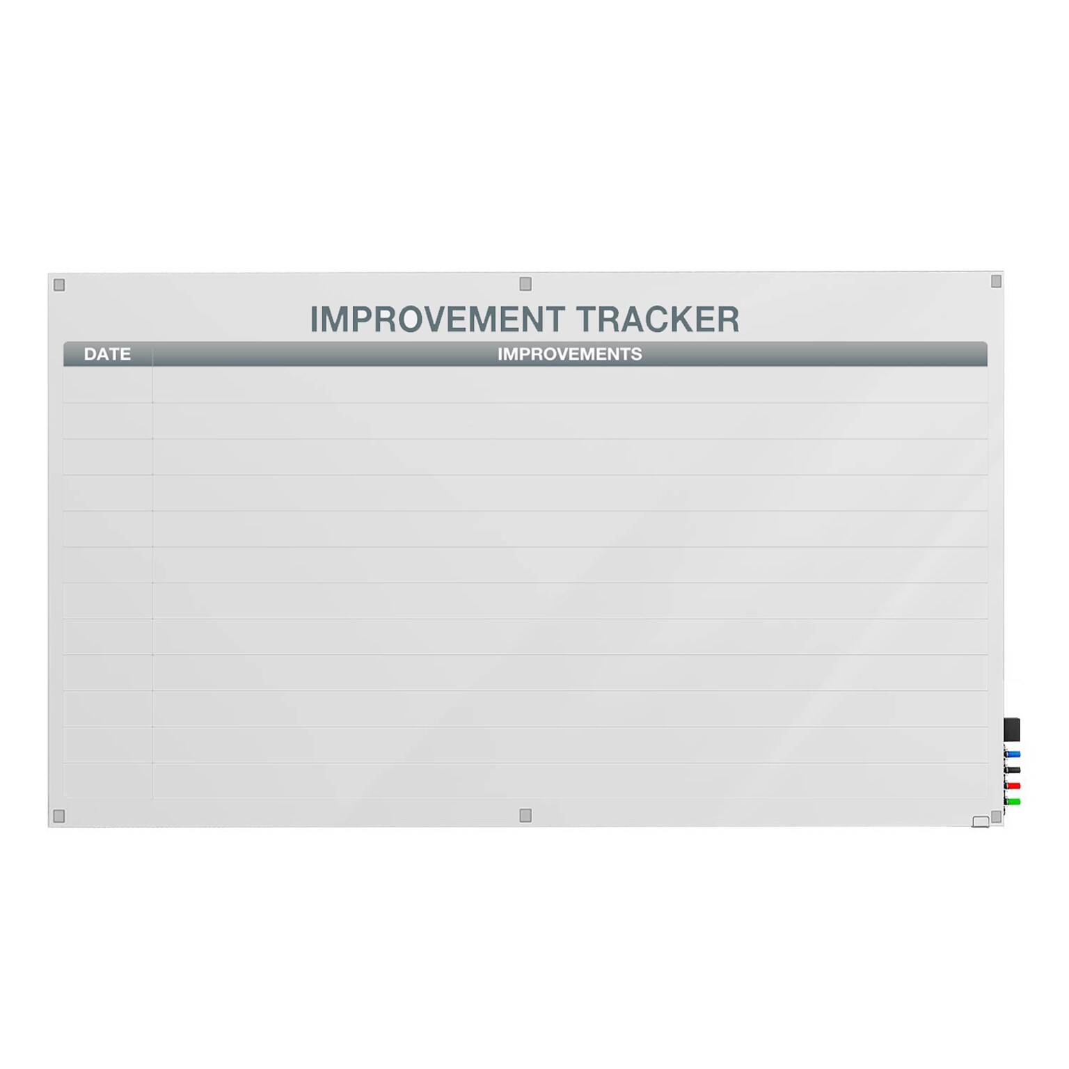 Ghent Manufacturing Harmony Glassboard, Round Corners, Improvement Tracker 1, Non-Magnetic, 4H x 8W (GRPHMYRN02V-48)