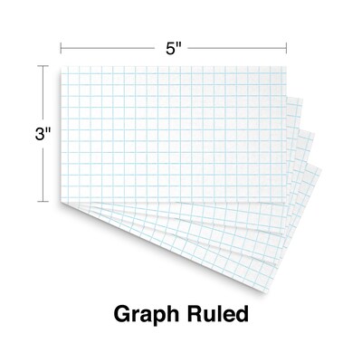 Staples 3" x 5" Index Cards, Graph Ruled, White, 100/Pack (TR50996)