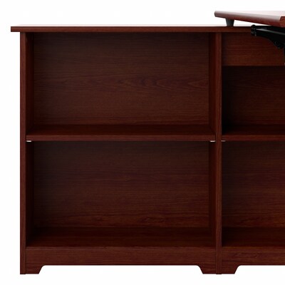 Bush Furniture Cabot 52"W 3 Position Sit to Stand Corner Bookshelf Desk, Harvest Cherry (WC31416)