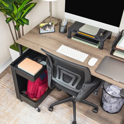 Mind Reader 2-Shelf Metal Mobile Utility Cart with Lockable Wheels, Black (UDCART-BLK)