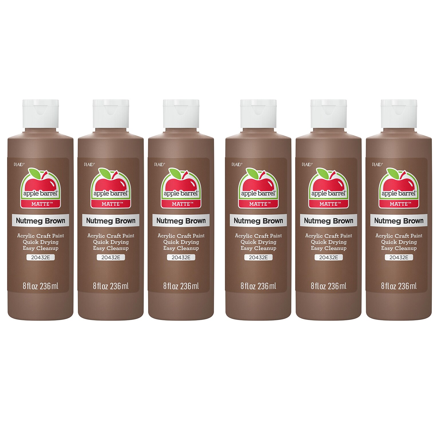 Apple Barrel Acrylic Paint Matte, 8oz., Nutmeg Brown, 6/Pack (APP20432E-6)