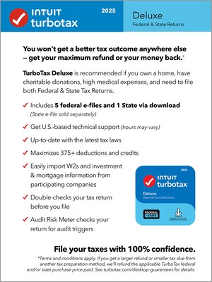 TurboTax Deluxe 2025 Federal + E-file & State for 1 User, Windows & Mac, Download (INT940800V145)