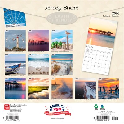 2026 BrownTrout Jersey Shore 12 x 12 Monthly Wall Calendar (9798330704019)