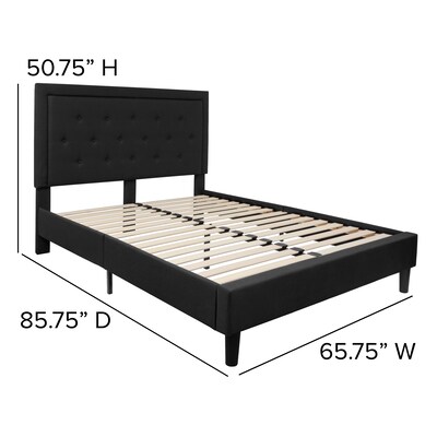Flash Furniture Roxbury Tufted Upholstered Platform Bed in Black Fabric, Queen (SLBK5QBK)