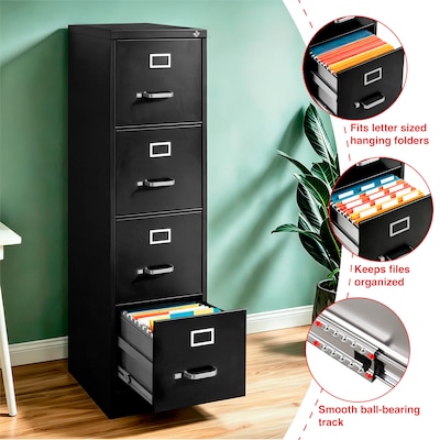 Quill Brand® 4-Drawer Vertical File Cabinet, Locking, Letter, Black, 25"D (25164D)