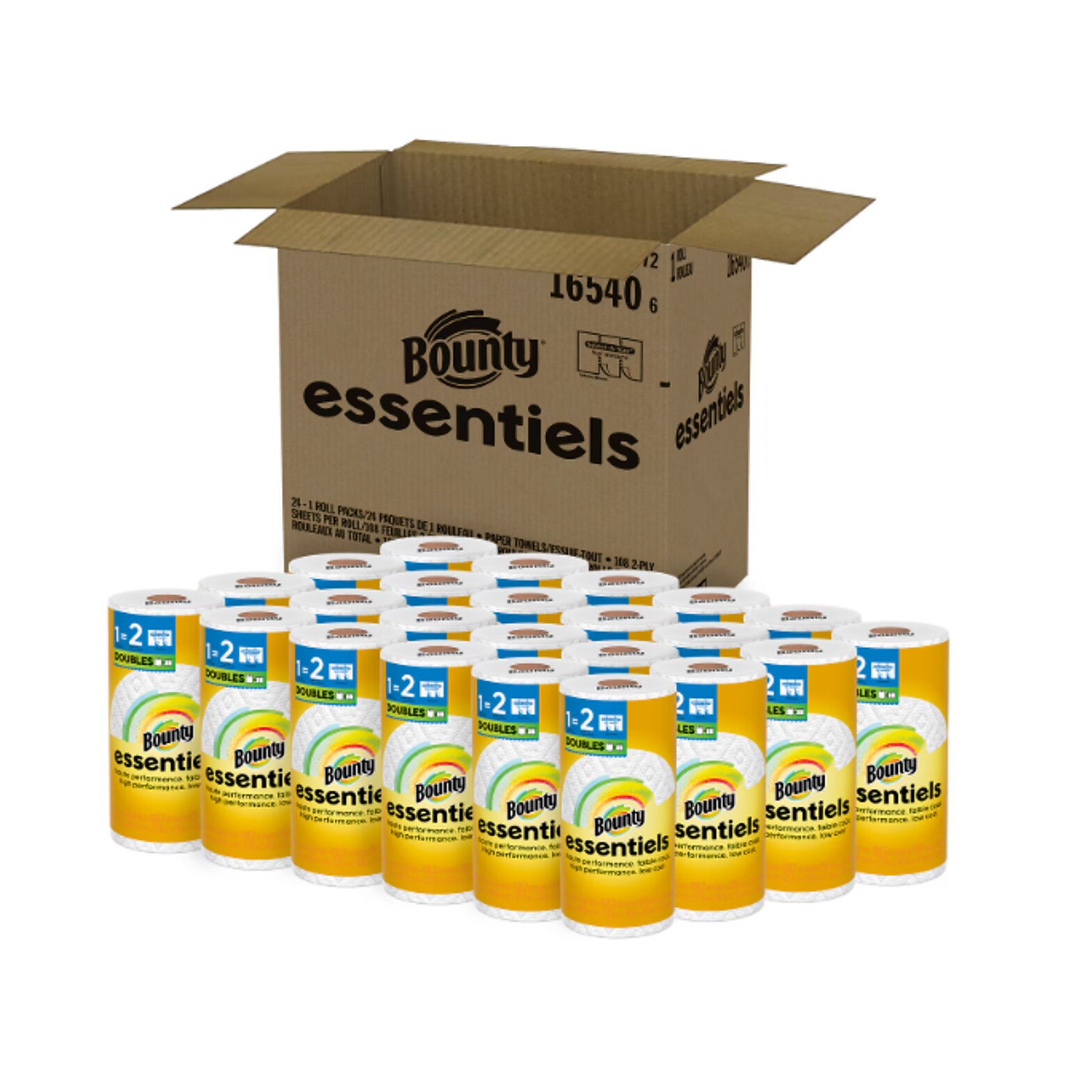 Bounty Essentiels Select-A-Size Double Roll Paper Towels, 2-ply, 108 Sheets/Roll, 24 Rolls/Pack (16540)