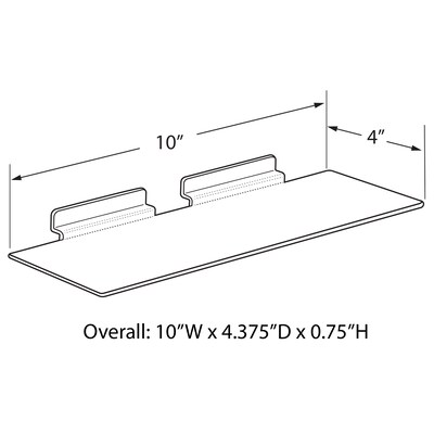 Azar Displays Acrylic Shoe Shelf for Slatwall, 10"W x 4"D, Clear, 10-Pack (556003-CLR-10PK)