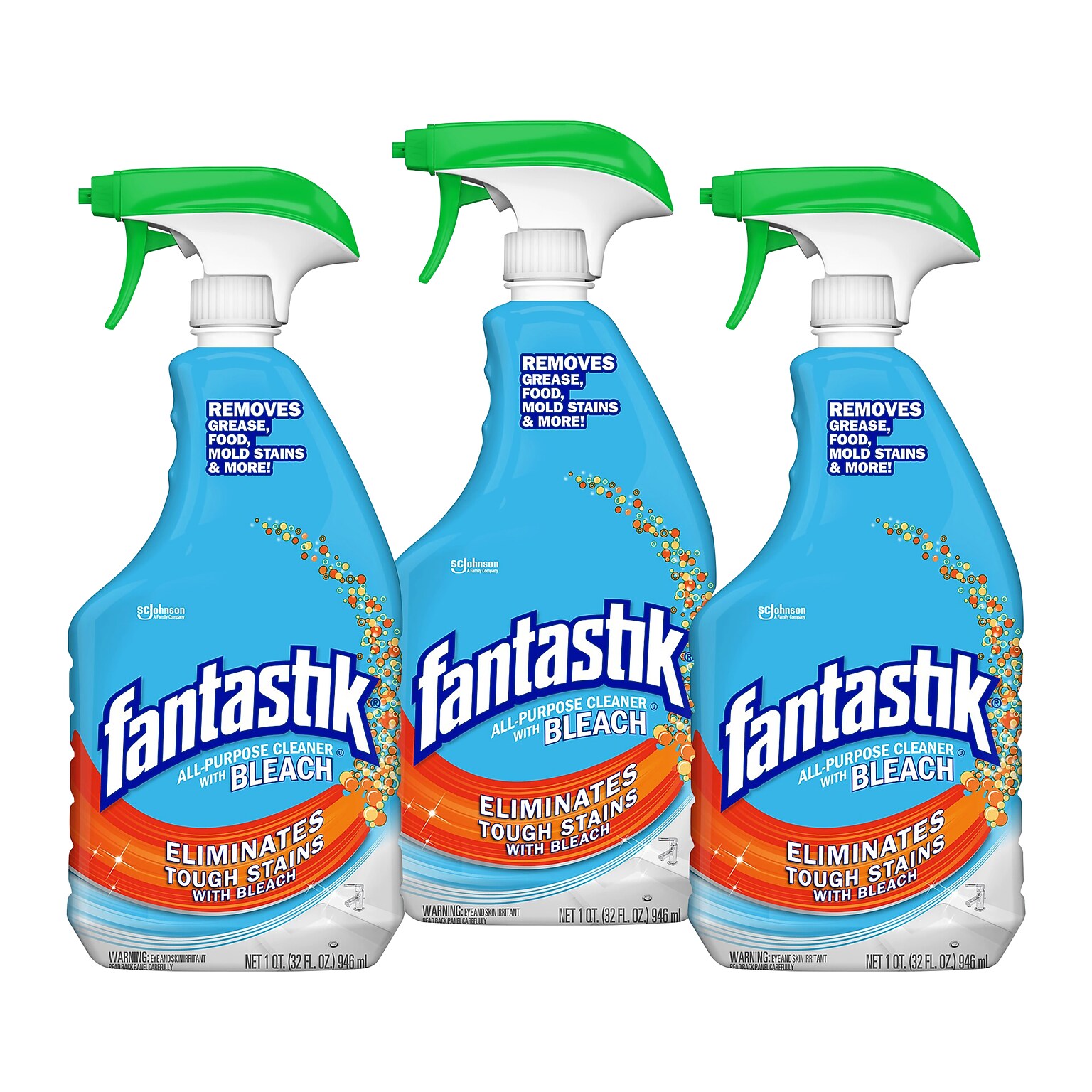 Fantastik All-Purpose Cleaner with Bleach, Fresh Scent, 32 Oz., 3 Pack