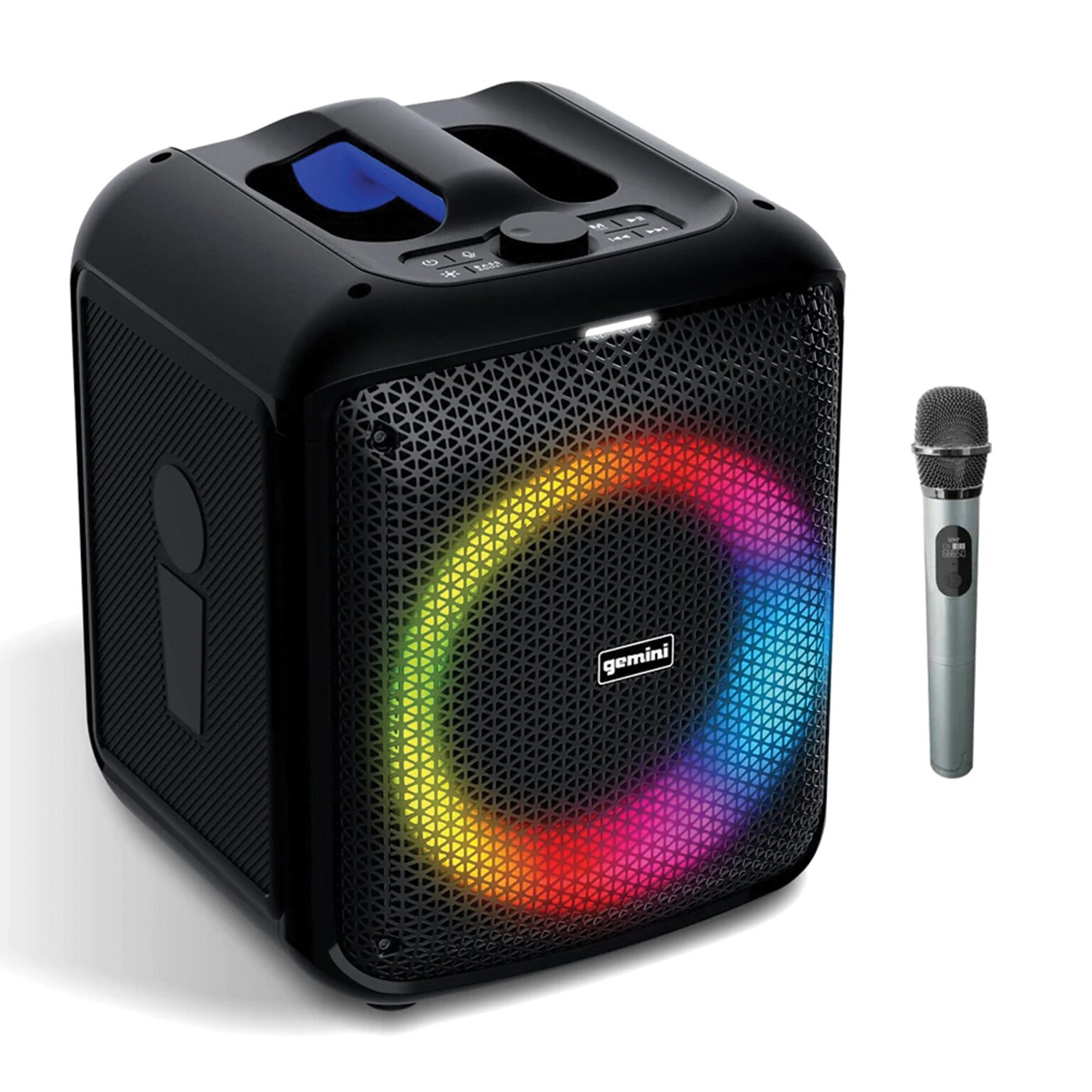 Gemini Wireless Bluetooth 100 Watt LED Karaoke Speaker and Microphone