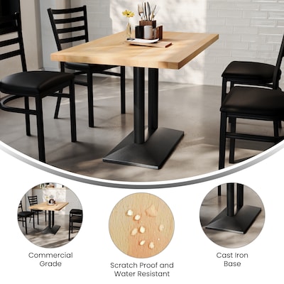 Flash Furniture Bennett Wooden Commercial Indoor Table, 48" x 30", Natural Top/Black Base (GSF3048NTTB002B)