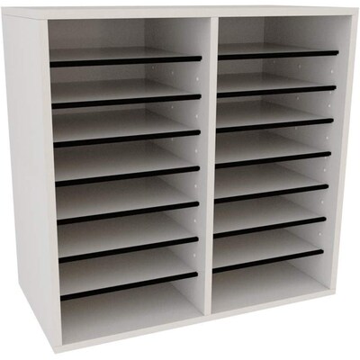 AdirOffice 500 Series 16-Compartment Literature Organizers, 20" x 11.8", White, 2/Pack (500-16-WHI-2PK)