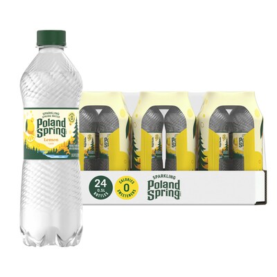 Poland Spring Lemon Sparkling Purified Water, 16.9 oz., 24/Carton (12349569/100965)