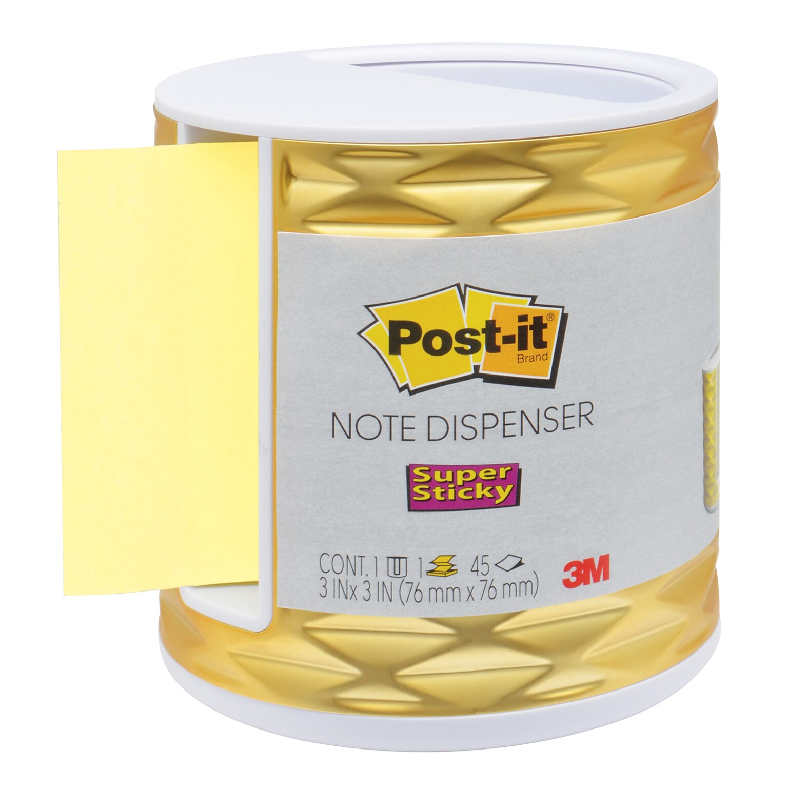 Post-it Pop-up Vertical Dispenser for 3 x 3 Notes, White/Gold (ABS-330-G)