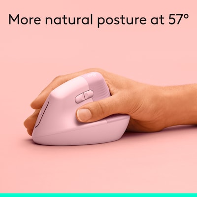 Logitech Lift Vertical Wireless Ergonomic Optical Mouse, Rose (910-006472)