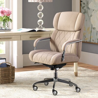La-Z-Boy Sutherland Ergonomic Fabric Swivel Computer and Desk Chair, Cream (CHR10048D)
