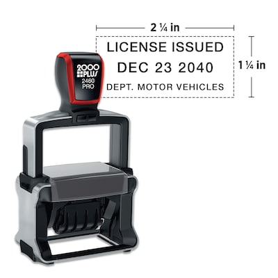 Custom 2000 Plus® Pro Self-Inking 2460D Heavy Duty Metal Dater, 1-1/4 x 2-1/4